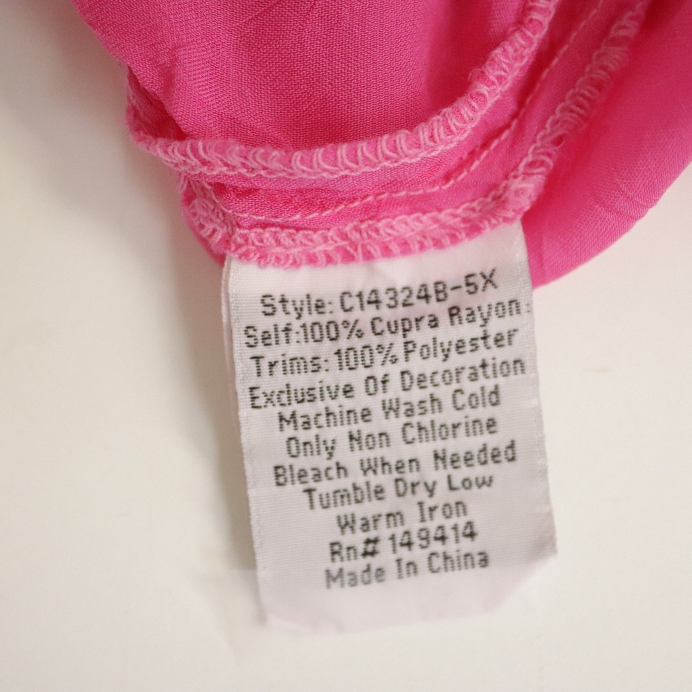 Johnny Was Zadonia Embroidered Tie Neck Blouse‎ 1X Fuchsia Pink - Picture 11 of 11